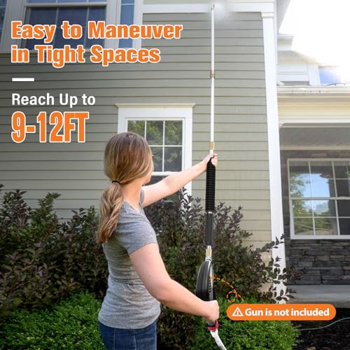 Sealegend Pressure Washer Extension Wand with 6 Spray Nozzle Tips for Gutter Cleaning up to 9FT, Upgrade Power Washer Lance with 30°, 90°, U-shaped Curved Rod, 1/4" Quick Connect, 4000 PSI - Image 5