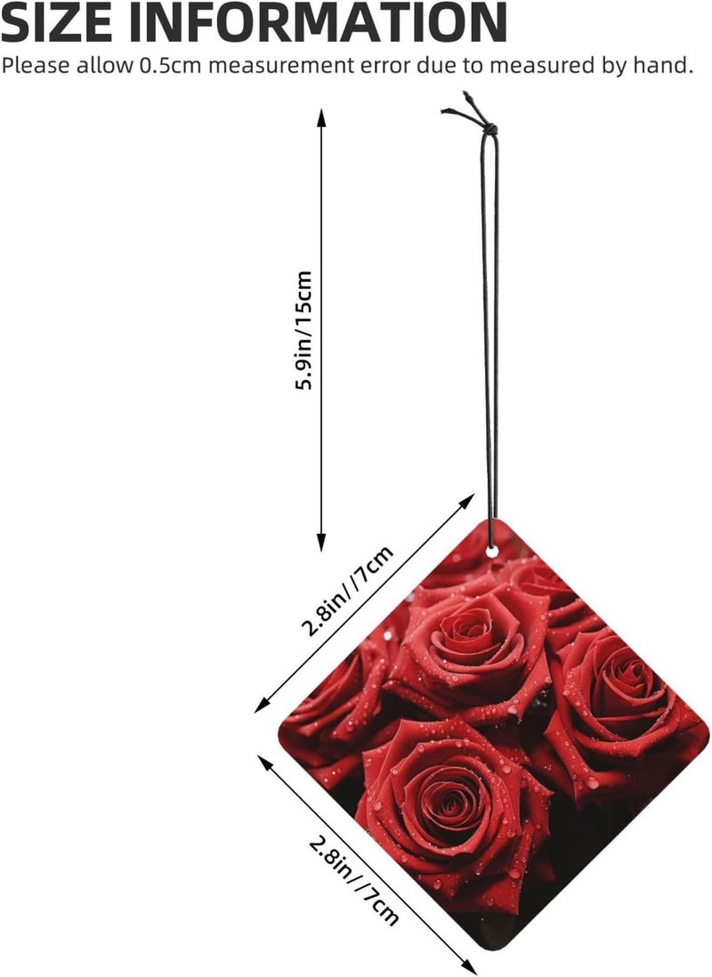 Red rose Car Air Fresheners Cards Set of 4 Pieces,Long-Lasting Car Aromatherapy Tablets Hanging Scented Cards for Wardrobe Bathroom Rearview Mirror Hanging Ornament - Image 2