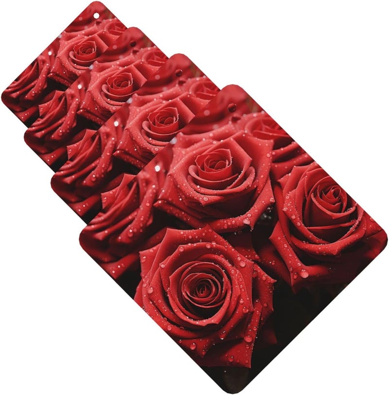 Red rose Car Air Fresheners Cards Set of 4 Pieces,Long-Lasting Car Aromatherapy Tablets Hanging Scented Cards for Wardrobe Bathroom Rearview Mirror Hanging Ornament - Image 1