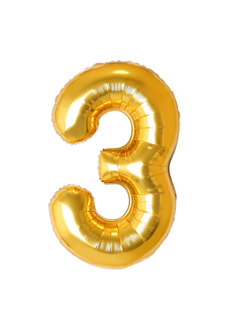 Party Zone Gold Foil Balloon Number 3 33" 