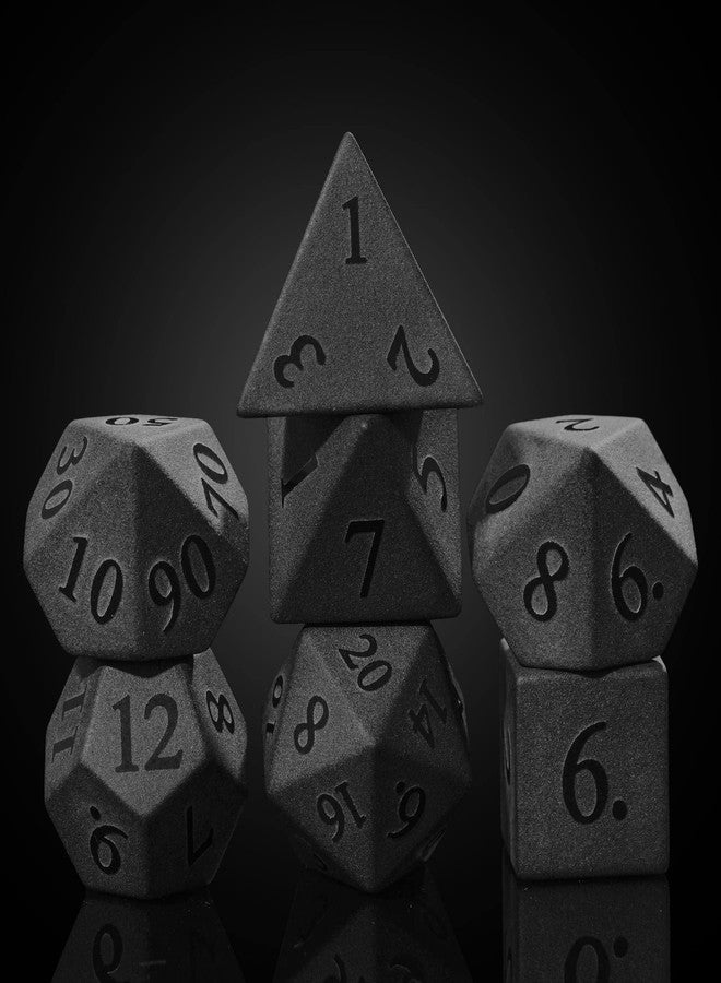 UDIXI Obsidian Gemstone Dice Set 7PCS Stone DND Dice with Gift Case for Role Playing Game and Other Tabletop Games (Frosted Obsidian) - Image 2