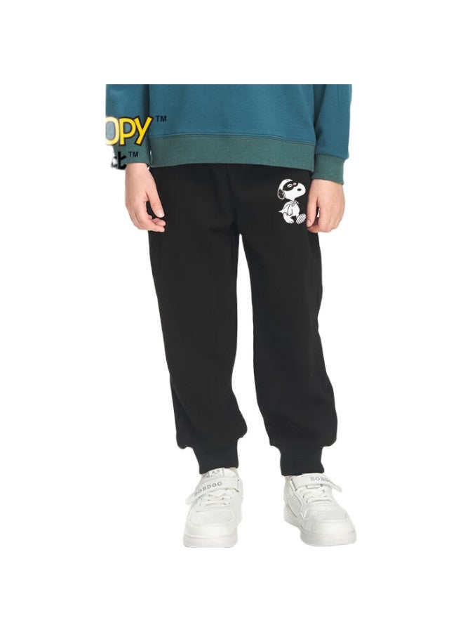 Snoopy سروال رياضي غير رسمي للأولاد لفصلي الربيع والخريف مع قناع عين/أسود 140 - Image 1