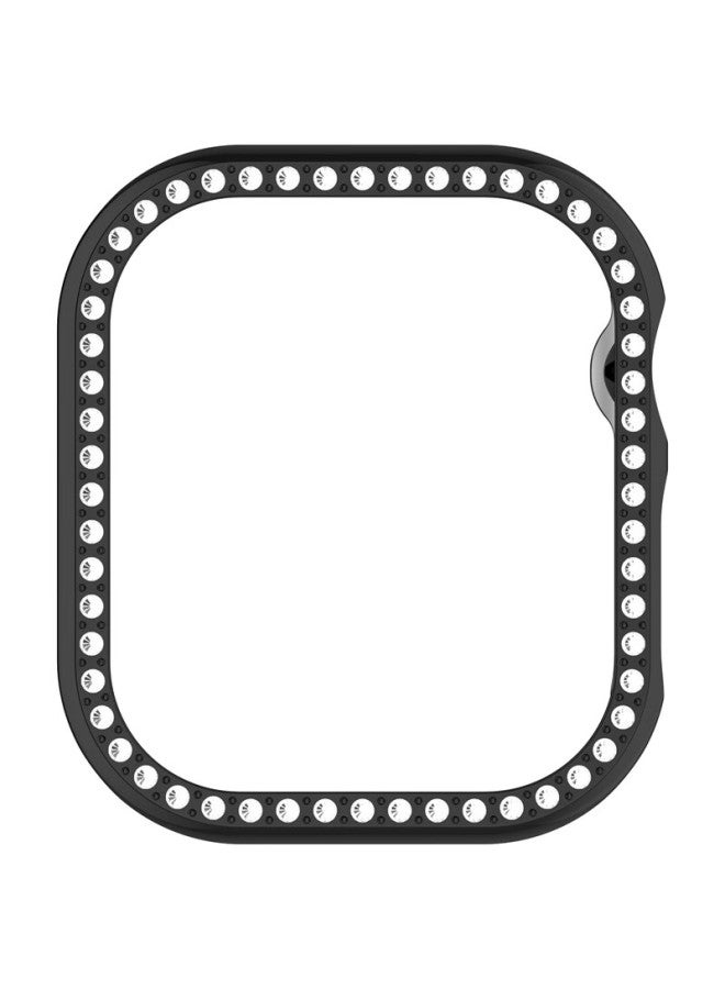Kmaxai Diamond-encrusted Protective Case For Apple Watch S11, Compatible With Iwatch Series 10, 42mm Small Dial Case For Women, Black Frame - Image 5