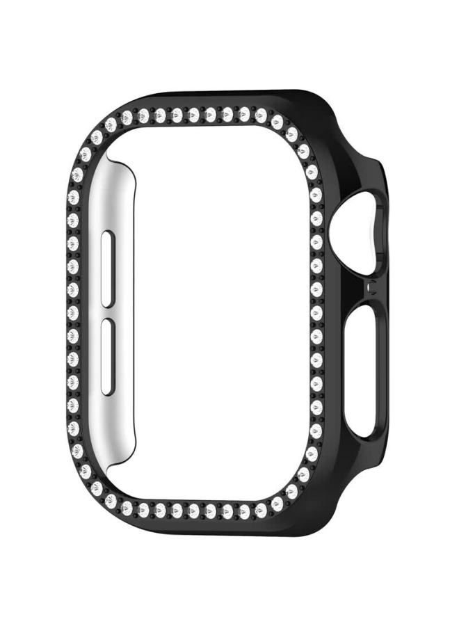 Kmaxai Diamond-encrusted Protective Case For Apple Watch S11, Compatible With Iwatch Series 10, 42mm Small Dial Case For Women, Black Frame - Image 3