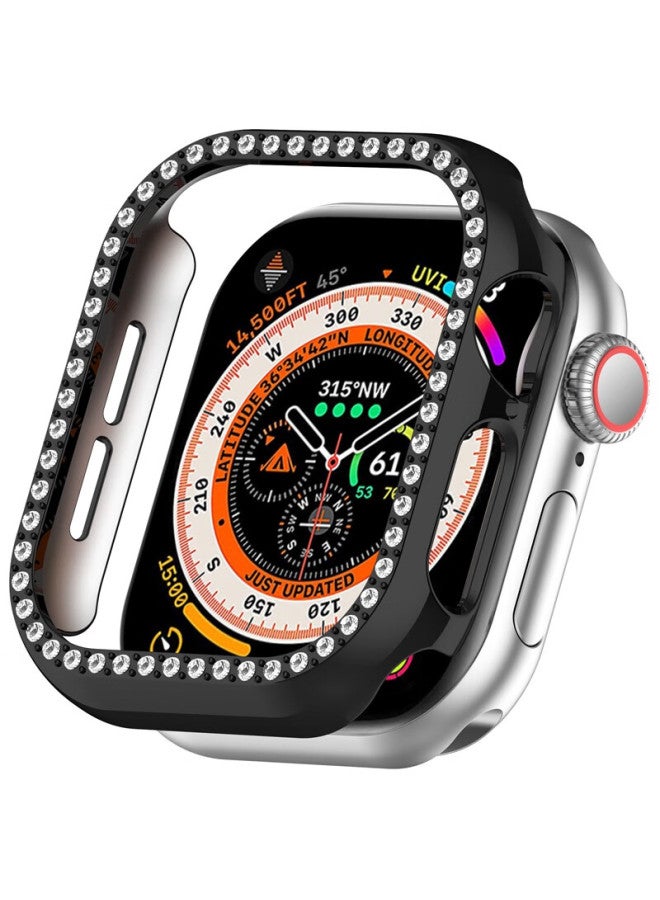 Kmaxai Diamond-encrusted Protective Case For Apple Watch S11, Compatible With Iwatch Series 10, 42mm Small Dial Case For Women, Black Frame - Image 2