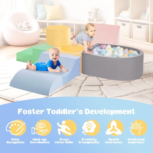 CAMELUS Climbing Toys for 1 Year Old Foam Baby Climbing Blocks with Ball Pit for Toddlers 6Piece Soft Play Set Indoor Climb Crawl Activity Play Birthday Balls not Included - Image 5