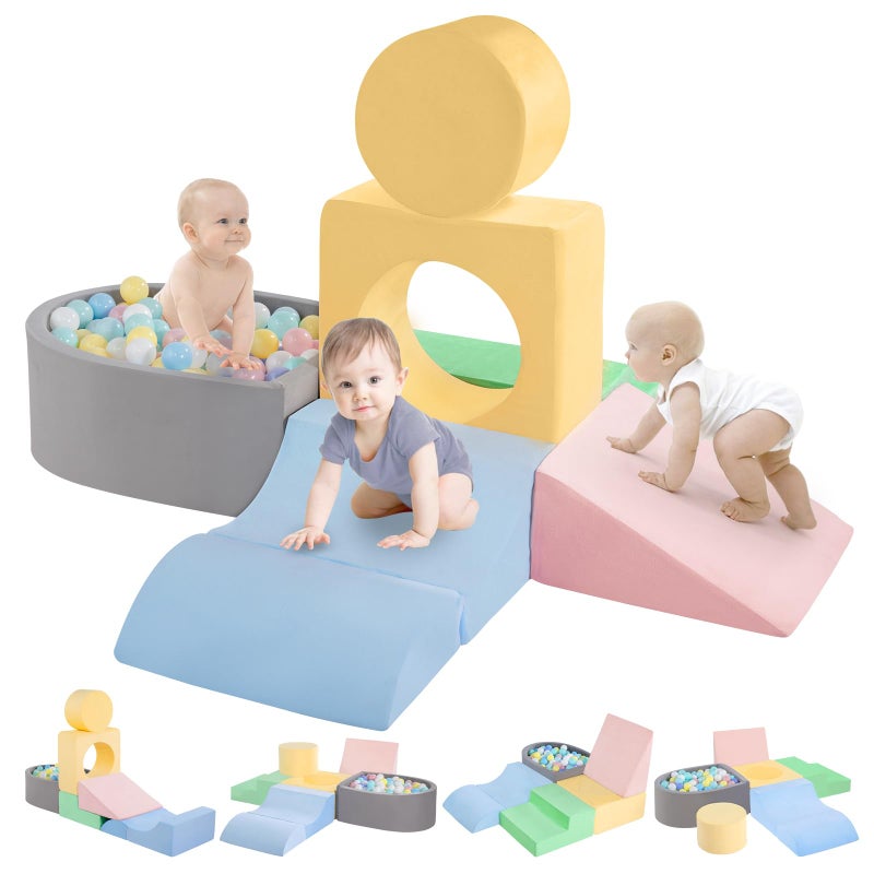 CAMELUS Climbing Toys for 1 Year Old Foam Baby Climbing Blocks with Ball Pit for Toddlers 6Piece Soft Play Set Indoor Climb Crawl Activity Play Birthday Balls not Included - Image 2