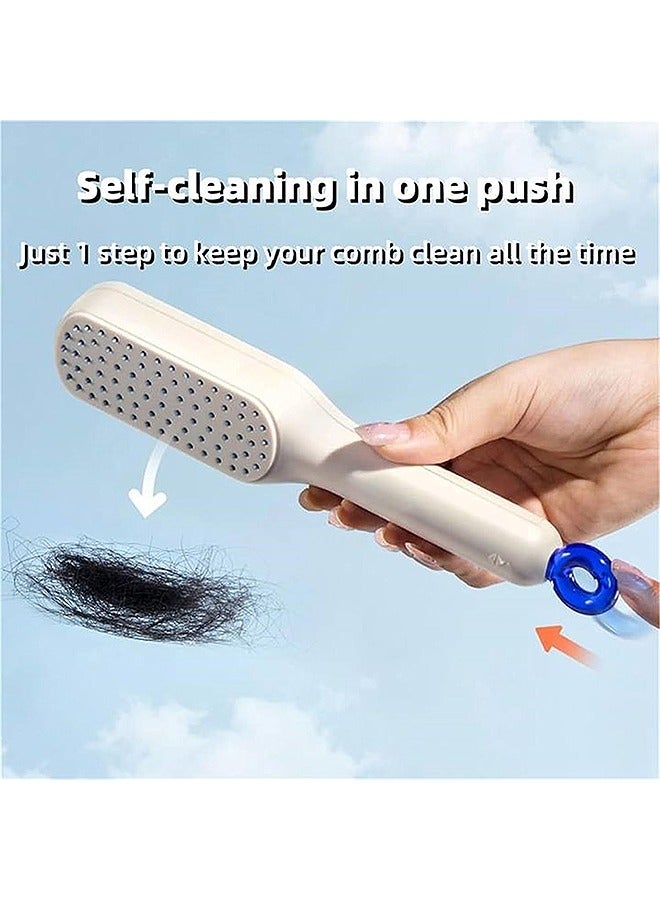 HS Hair Brush Self Cleaning - Self-Cleaning Anti-Static Massage Comb - Self Cleaning Hair Brush - One-Pull Clean Massage Comb - Scalable Rotate Lifting Clean Hair Brush - Smooth Hair - Image 2