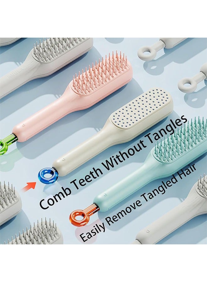 HS Hair Brush Self Cleaning - Self-Cleaning Anti-Static Massage Comb - Self Cleaning Hair Brush - One-Pull Clean Massage Comb - Scalable Rotate Lifting Clean Hair Brush - Smooth Hair - Image 5