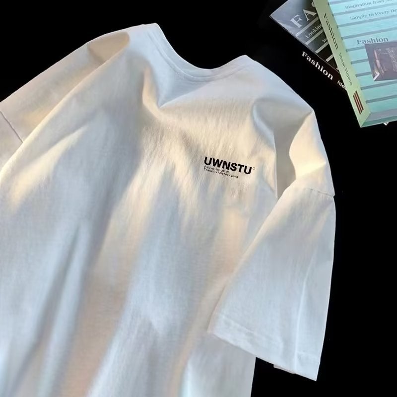 Summer New Short-Sleeved T-Shirt Men's Trbottomy Brand Simple and Versatile Round Neck Printed Couple Half-Sleeved Japanese Style Casual Bottoming Shirt - Image 1