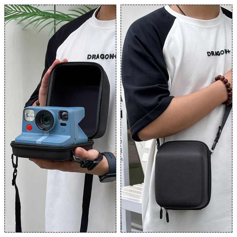 حافظة واقية Wogozan لهاتف Polaroid Onestep Onestep+ Onestep 2 Now Now+ Gen 2 I-Type Instant Film Camera - حافظة كاميرا ذات هيكل صلب مع حزام كتف قابل للتعديل (أسود) (بدون كاميرا) - Image 4