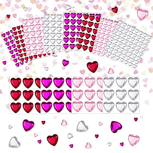 LAPOHI 436 Piece Heart Rhinestone Stickers - Acrylic Heart Gems, Flat-Back Crystal Stickers for Body, Halloween Eye Makeup & Wedding Decor - Image 2