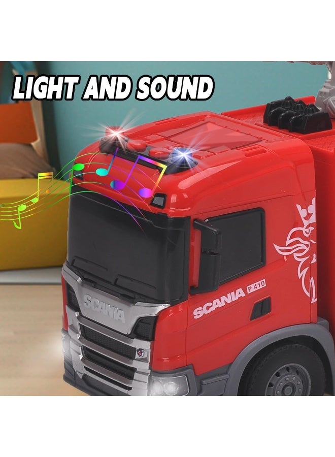 The Toys Home Licensed Scania Fire Truck Toy 12 Inch (Approx. 1:20 Scale) – Push & Go Friction Powered Fire Engine with Water Spray Hose, Lights & Sound – Kids Fire Rescue Truck Toy for Boys & Girls Age 3+ - Image 2