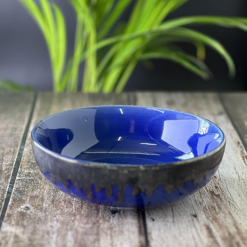 BACKKSPACE RETAIL BACKKSPACE RETAIL Ceramic Multipurpose Large Serving Mixing Bowls Set of 2 360 ML Blue Lava Ideal for Snacks Cereal Rice Curry Microwave Dishwasher Safe Perfect for Home Restaurant  - Image 4