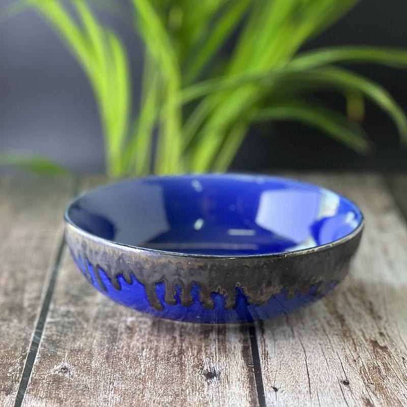 BACKKSPACE RETAIL BACKKSPACE RETAIL Ceramic Multipurpose Large Serving Mixing Bowls Set of 2 360 ML Blue Lava Ideal for Snacks Cereal Rice Curry Microwave Dishwasher Safe Perfect for Home Restaurant  - Image 5