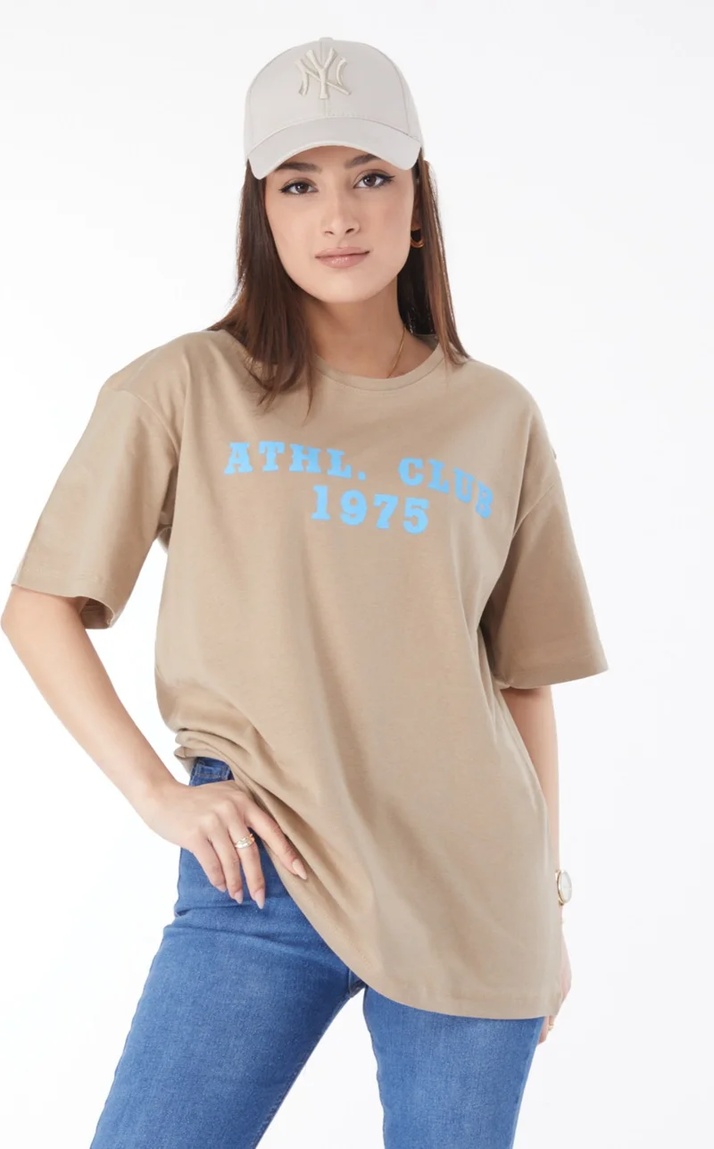 Tofisa 24644-VIZON Crew Neck Short Sleeve Printed T-Shirt