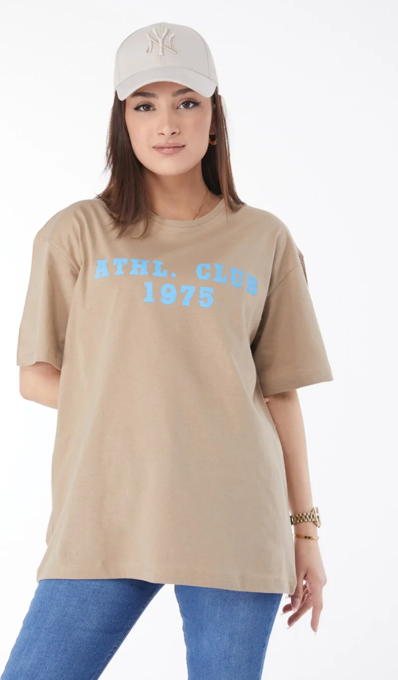 Tofisa 24644-VIZON Crew Neck Short Sleeve Printed T-Shirt