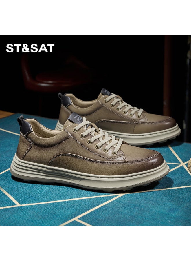 St&Sat Saay Men's Shoes, Fashionable Men's Lightweight Breathable Sneakers, Versatile Sports Casual Shoes For Men, Khaki, Size 38 - Image 4