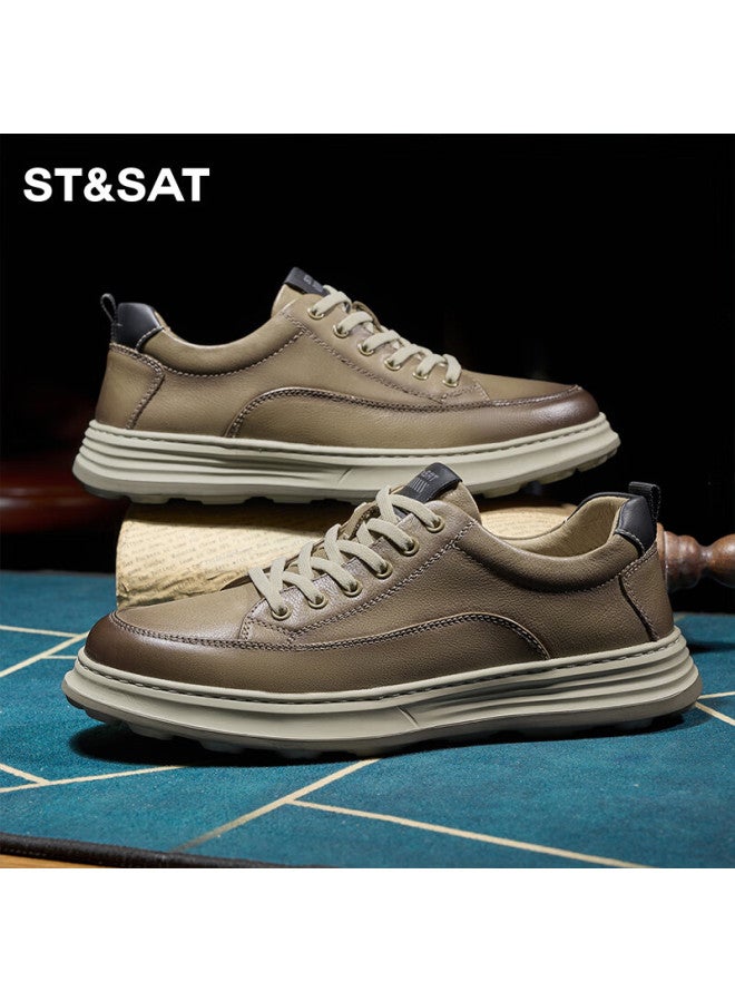 St&Sat Saay Men's Shoes, Fashionable Men's Lightweight Breathable Sneakers, Versatile Sports Casual Shoes For Men, Khaki, Size 38 - Image 1