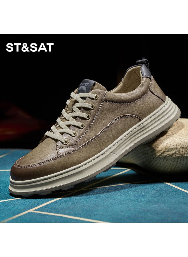 St&Sat Saay Men's Shoes, Fashionable Men's Lightweight Breathable Sneakers, Versatile Sports Casual Shoes For Men, Khaki, Size 38 - Image 2