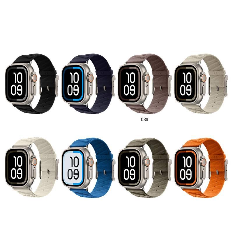 سوار ساعة ذكية سوار نايلون حلقي متوافق مع Apple Watch 38/40/41/42/44/45/49mm بملاءمة قابلة للتعديل وحزام بديل باللون برتقالي قابل للتعديل - Image 2
