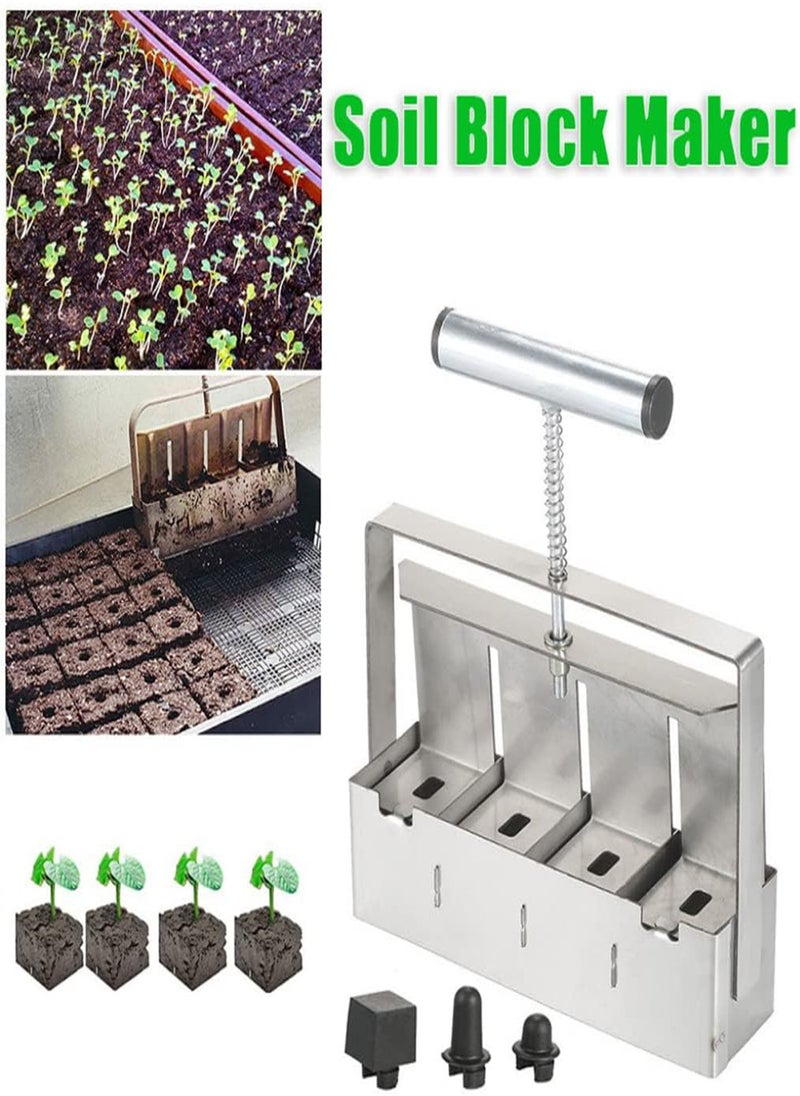 GGOOT - Soil Block Maker Compost Maker Seed Planting Tools 4 Grids Manual Soil Blocker Machine with Comfort-Grip Handle for Seedlings Greenhouse 1pc - Image 1