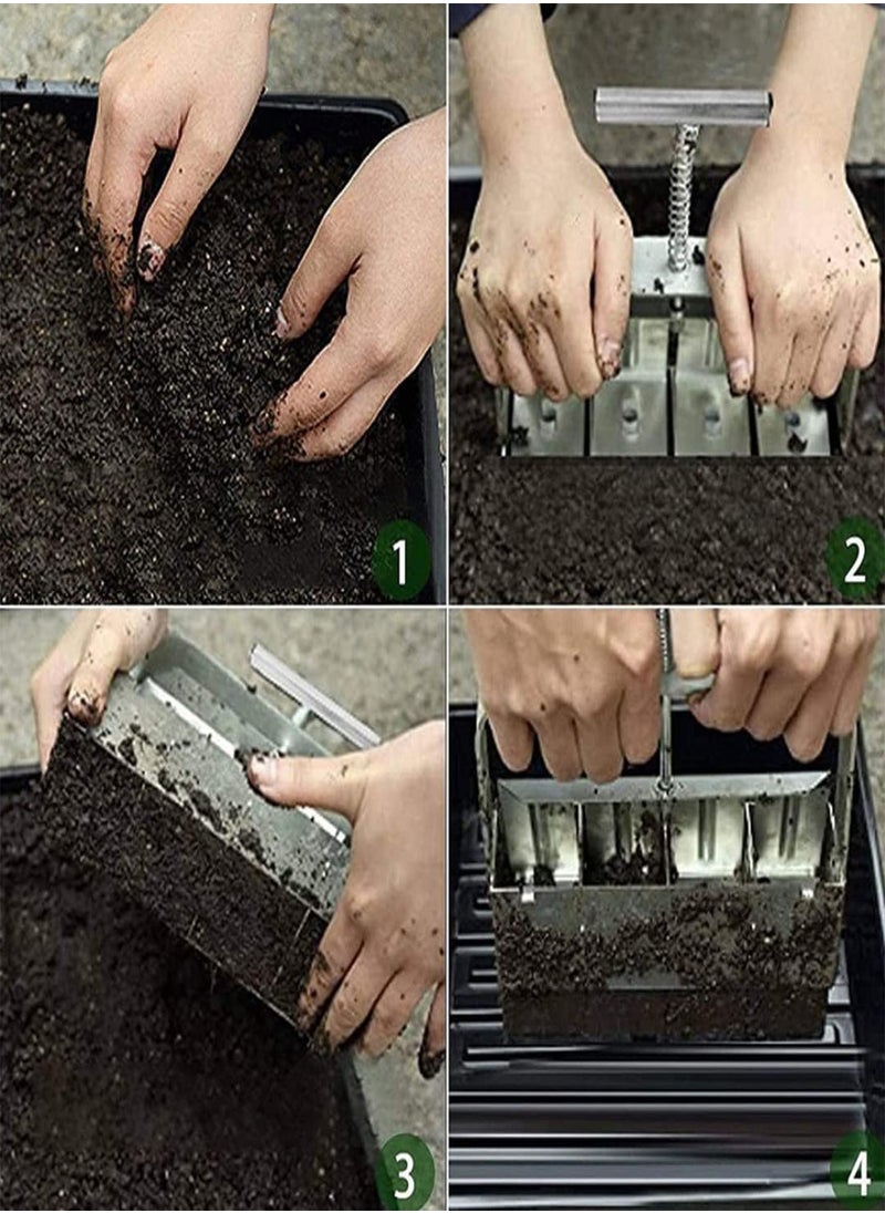 GGOOT - Soil Block Maker Compost Maker Seed Planting Tools 4 Grids Manual Soil Blocker Machine with Comfort-Grip Handle for Seedlings Greenhouse 1pc - Image 1