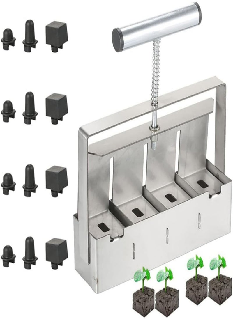GGOOT - Soil Block Maker Compost Maker Seed Planting Tools 4 Grids Manual Soil Blocker Machine with Comfort-Grip Handle for Seedlings Greenhouse 1pc - Image 1