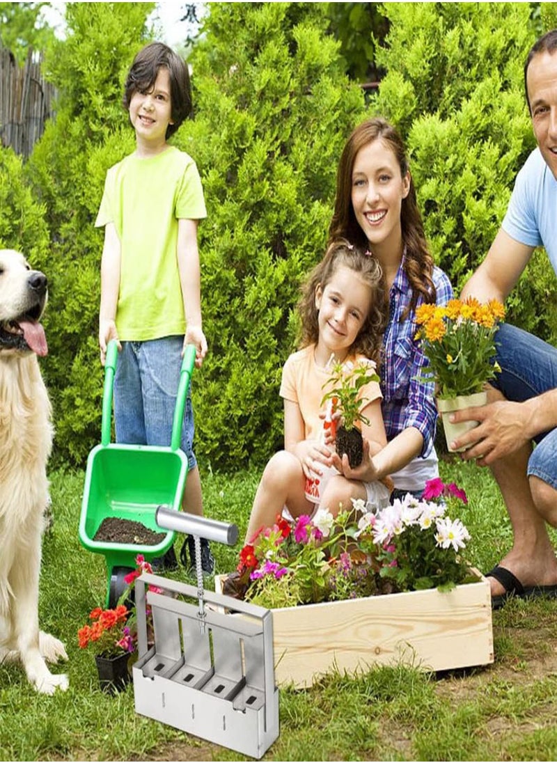 GGOOT - Soil Block Maker Compost Maker Seed Planting Tools 4 Grids Manual Soil Blocker Machine with Comfort-Grip Handle for Seedlings Greenhouse 1pc - Image 1