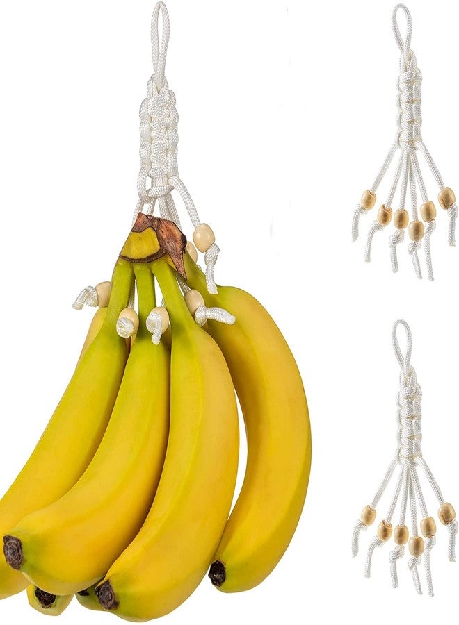 JAZLOG 2 Pieces Banana Holder Banana Hanger Banana Macrame Hanger Banana Hanging Holder Banana Hanging Hammock Banana Hook Under Cabinet Single Banana Holder Hanger for Fruit Home Kitchen - Image 1