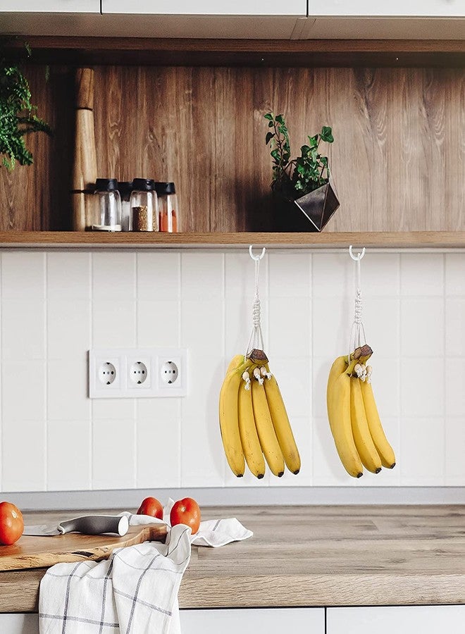 JAZLOG 2 Pieces Banana Holder Banana Hanger Banana Macrame Hanger Banana Hanging Holder Banana Hanging Hammock Banana Hook Under Cabinet Single Banana Holder Hanger for Fruit Home Kitchen - Image 5