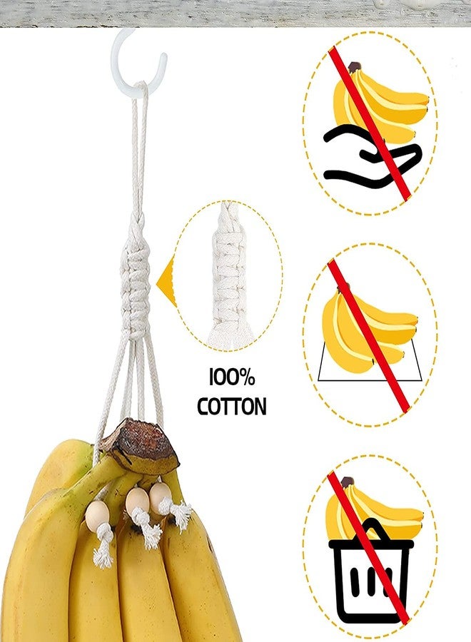 JAZLOG 2 Pieces Banana Holder Banana Hanger Banana Macrame Hanger Banana Hanging Holder Banana Hanging Hammock Banana Hook Under Cabinet Single Banana Holder Hanger for Fruit Home Kitchen - Image 2