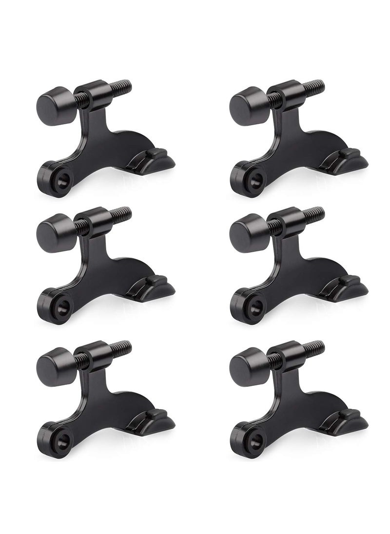 HOMOTEK HOMOTEK 6 Pack Hinge Pin Black Door Stopper,Adjustable Deluxe Heavy Duty Door Stopper 2-1/2"x1-3/4”,with Black Rubber Bumper Tips  - Image 1