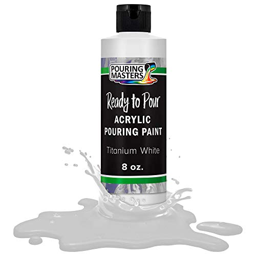 POURING MASTERS Titanium White Acrylic Ready to Pour Pouring Paint - Premium 8-Ounce Pre-Mixed Water-Based - for Canvas, Wood, Paper, Crafts, Tile, Rocks and More - Image 1