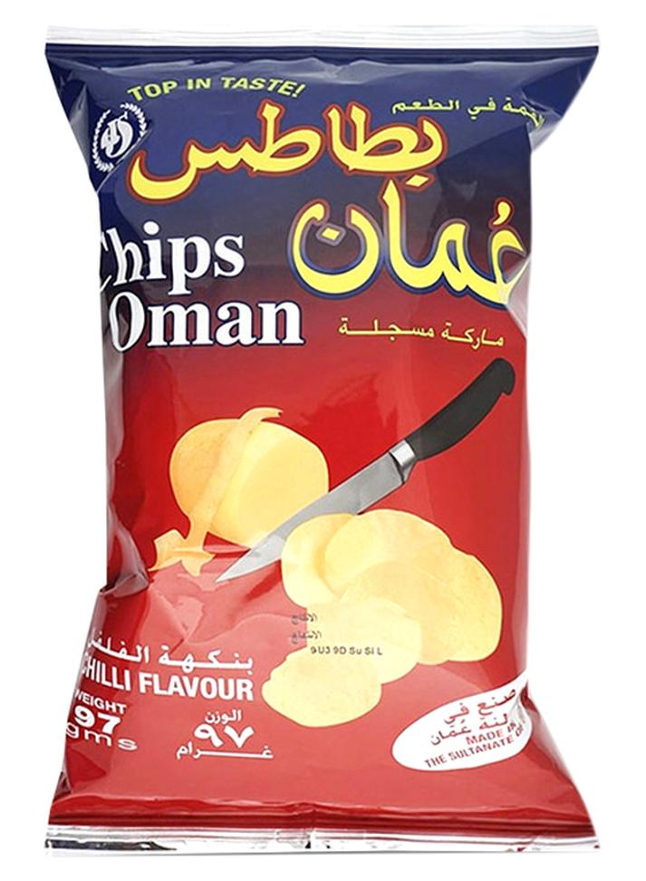 noon Chips Oman Chilli Flavour Potato Chips 97grams + Coca Cola Zero Calories Carbonated Soft Drink Can 330ml Pack of 6 - Image 2