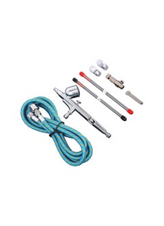 Multi-Purpose Dual-Action Gravity Feed Airbrush Set w/Airbrush Gun,Hose,0.2/0.3/0.5mm Nozzles,Handheld Compressor Tattoo Spray Gun for Spray Auto Graphics,Art,Crafts,Tattoos,Cake,Nail Beauty