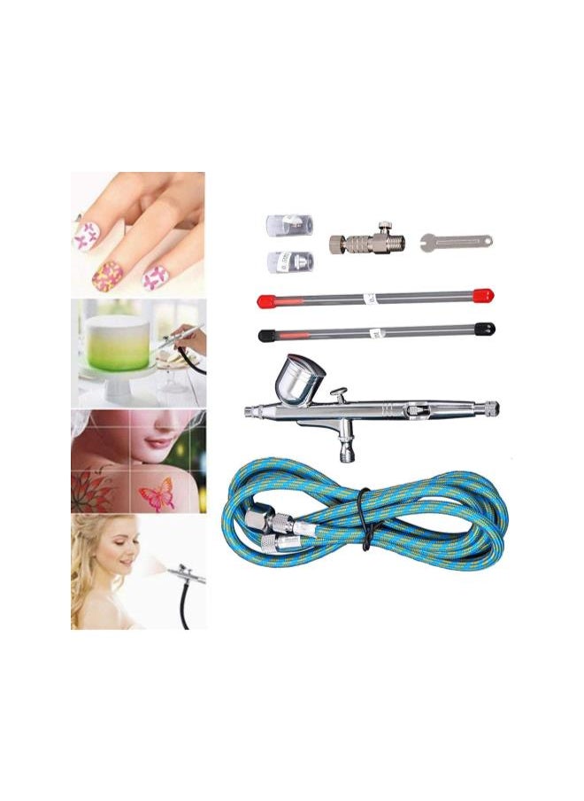 Generic - Multi-Purpose Dual-Action Gravity Feed Airbrush Set w/Airbrush Gun,Hose,0.2/0.3/0.5mm Nozzles,Handheld Compressor Tattoo Spray Gun for Spray Auto Graphics,Art,Crafts,Tattoos,Cake,Nail Beauty - Image 1