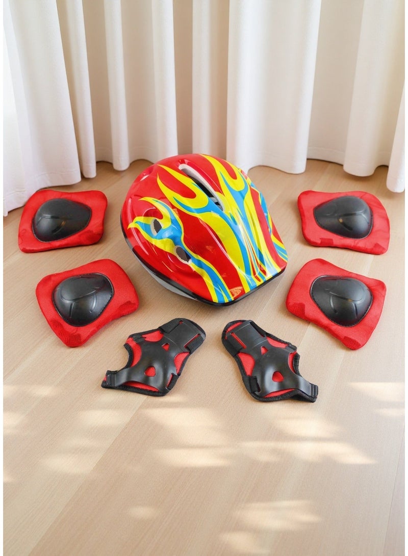 إيزي فيتشور مجموعة معدات الحماية الرياضية 7 في 1 للأطفال من إيزي فيوتشر - خوذة، واقيات ركبة، واقيات كوع، وأساور معصم للأولاد والبنات - متوفرة باللون الوردي، والأحمر، والأزرق (3 ألوان للاختيار من بينها) - Image 4