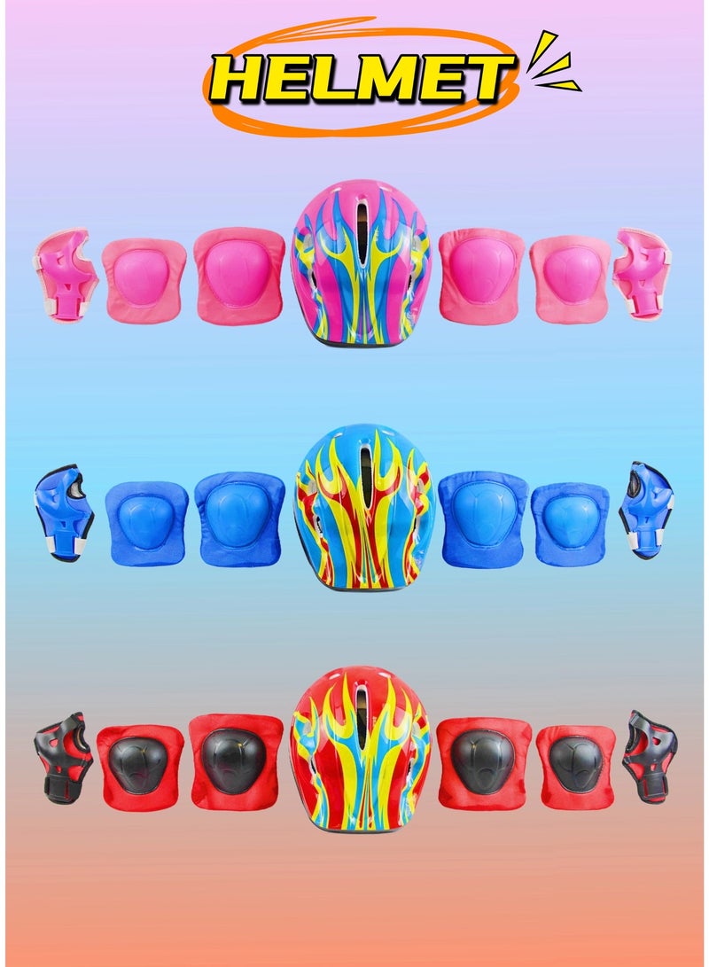 إيزي فيتشور مجموعة معدات الحماية الرياضية 7 في 1 للأطفال من إيزي فيوتشر - خوذة، واقيات ركبة، واقيات كوع، وأساور معصم للأولاد والبنات - متوفرة باللون الوردي، والأحمر، والأزرق (3 ألوان للاختيار من بينها) - Image 3