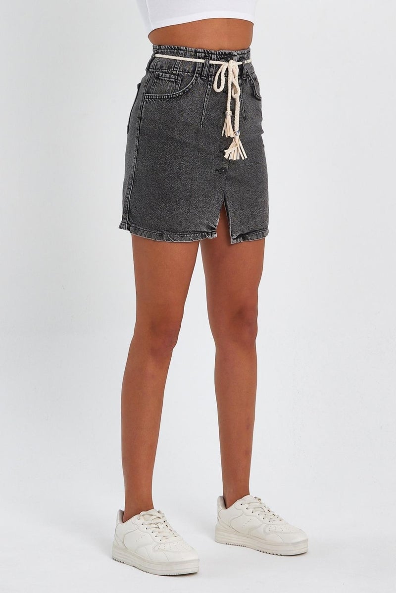 Alexander Gardi Special Collection Button Detailed Denim Skirt (AG-2010G)  - Image 3