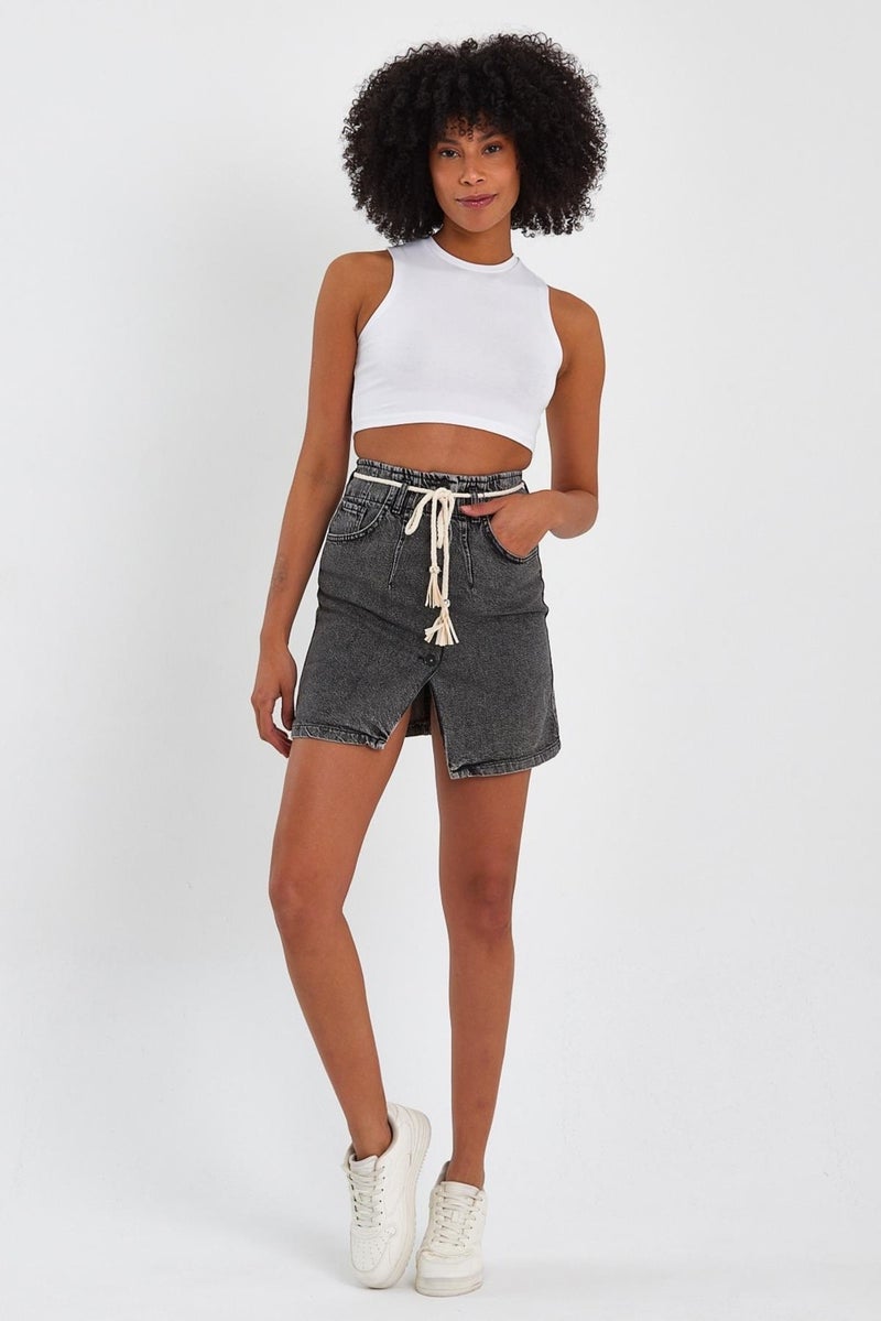 Alexander Gardi Special Collection Button Detailed Denim Skirt (AG-2010G)  - Image 1