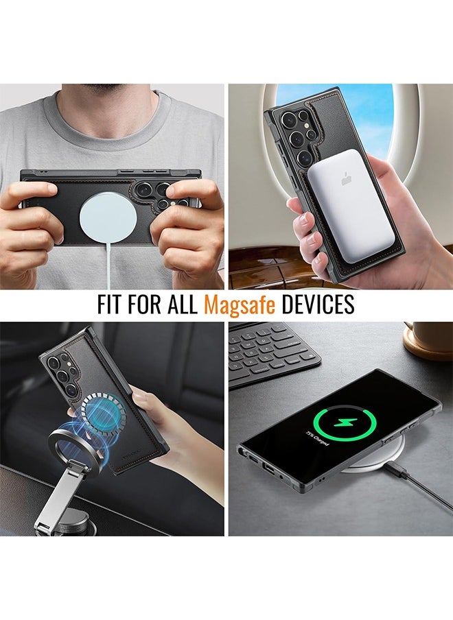 Generic - Removable Magnetic Wallet Case with Card Holder, Kickstand, Compatible with MagSafe, RFID Blocking with Wireless Charging for Galaxy S25 Ultra Case, Black - Image 1