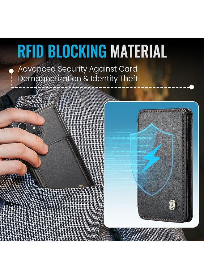 Generic - Removable Magnetic Wallet Case with Card Holder, Kickstand, Compatible with MagSafe, RFID Blocking with Wireless Charging for Galaxy S25 Ultra Case, Black - Image 1
