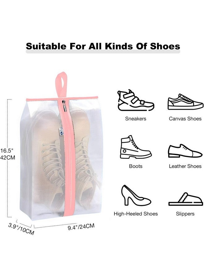 Lify Lify Travel Shoe Bag with Handle and Zipper Closure for Travel and Home Use as Soccer Shoe Bag - Waterproof, Dustproof, Transparent- 6 Piece Pack (Baby Pink (6Pcs)) - Image 2