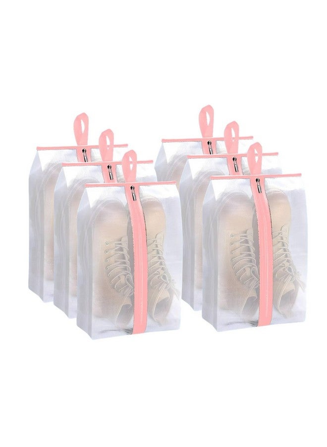Lify Lify Travel Shoe Bag with Handle and Zipper Closure for Travel and Home Use as Soccer Shoe Bag - Waterproof, Dustproof, Transparent- 6 Piece Pack (Baby Pink (6Pcs)) - Image 1