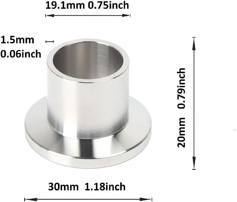 QMINOX 304 Stainless Steel Half Nipple Vacuum NW KF16 Weld Flanges KF16 Length 20mm Half Nipple 2 pack - Image 3