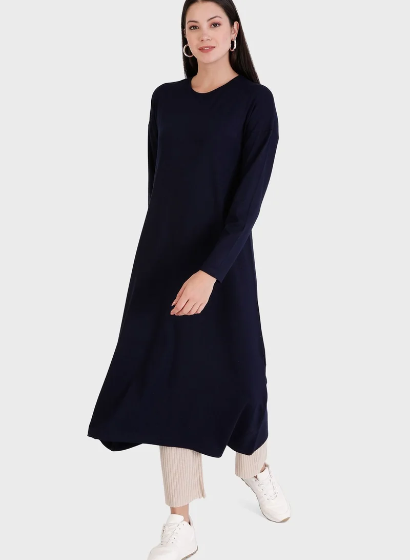 Refka by modanisa Crew Neck Knitted Tunic