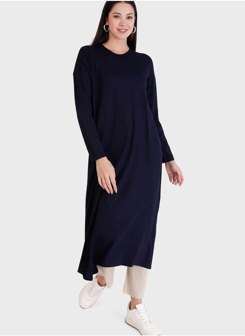 Refka by modanisa Crew Neck Knitted Tunic