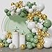 KAWKALSH Sage Green White Gold Balloon Garland Arch Kit 146Pcs Latex Balloons Different Sizes for Birthday Baby Shower Gender Reveal Wedding Party Decoration - Image 3