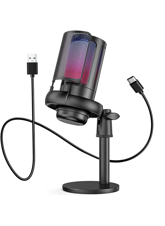 Excefore Usb Microphone For Pc Gaming Mic For Ps4 Ps5 Mac Phone Condenser Mic With Quick Mute Rgb Lighting Pop Filter Shock Mount Gain Control For Gaming Streaming Podcasting Recording Youtube - Image 1